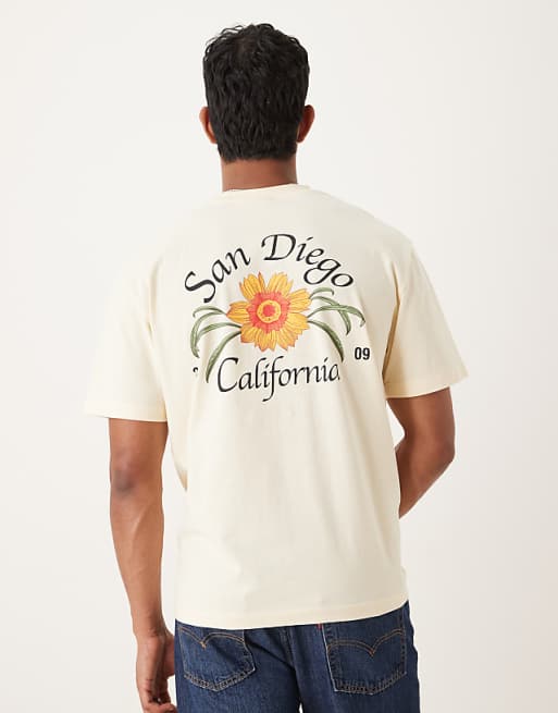 ASOS DESIGN relaxed t-shirt with San Diego graphic in buttermilk