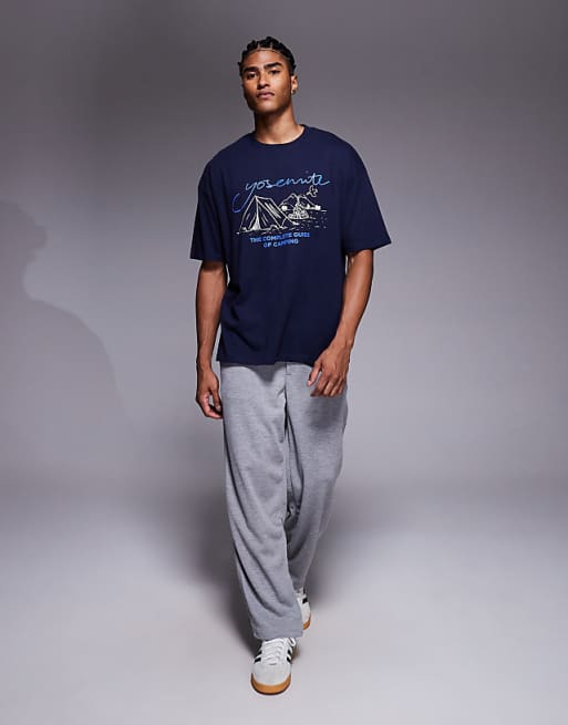 ASOS DESIGN Relaxed T-shirt With Scenic Graphic In Navy