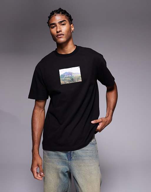 ASOS DESIGN relaxed t-shirt with scenic graphic in black
