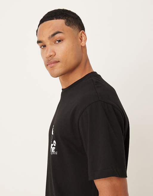 ASOS DESIGN Relaxed T-shirt With Small Chest Print In Black