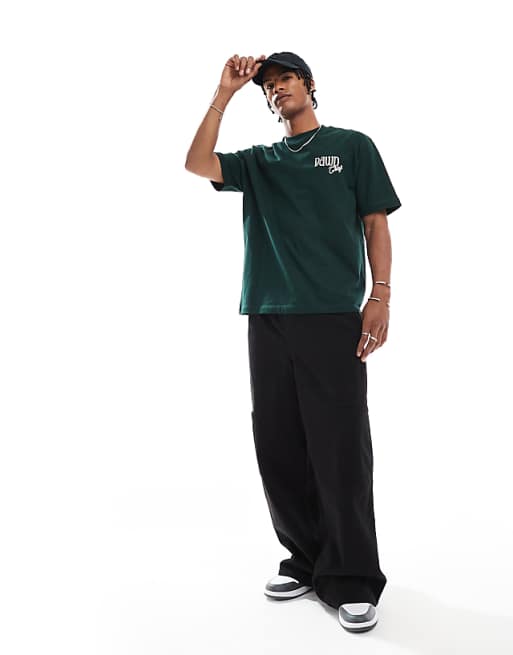 ASOS DESIGN Relaxed T-shirt With Souvenir Graphic In Dark Green