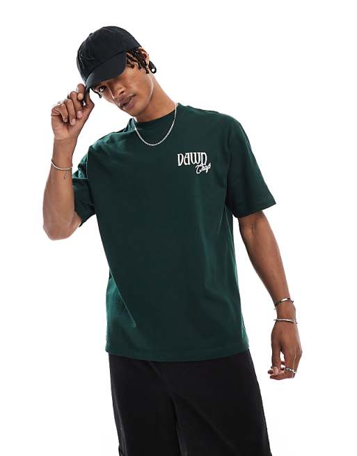 ASOS DESIGN Relaxed T-shirt With Souvenir Graphic In Dark Green