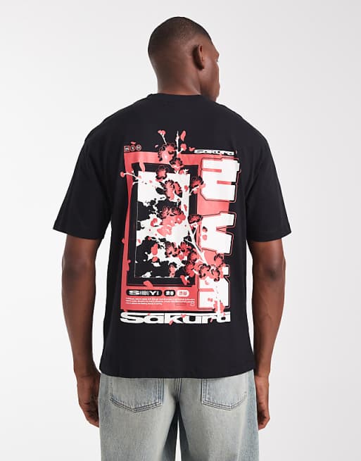 ASOS DESIGN relaxed t-shirt with souvenir graphic in black