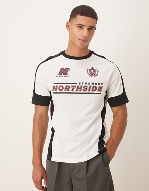 ASOS DESIGN relaxed t-shirt with sports graphic in white