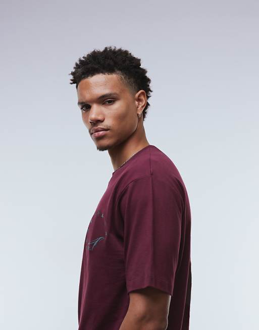 ASOS DESIGN Relaxed T-shirt With Street Graphic And Embroidery In Burgundy