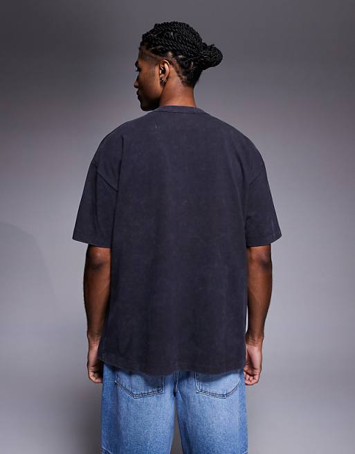 ASOS DESIGN Relaxed T-shirt With Text Graphic In Washed Black
