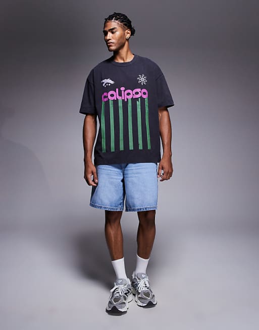 ASOS DESIGN Relaxed T-shirt With Text Graphic In Washed Black