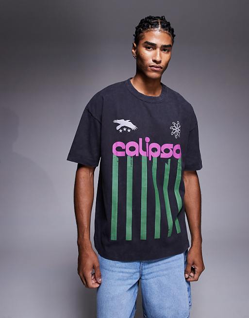 ASOS DESIGN relaxed t-shirt with text graphic in washed black