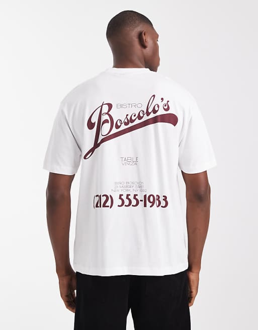 ASOS DESIGN relaxed t-shirt with text graphic in white