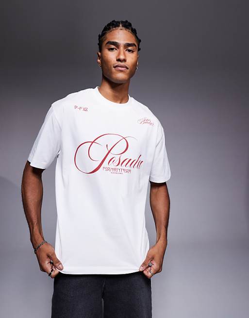 ASOS DESIGN relaxed t-shirt with text graphic in white