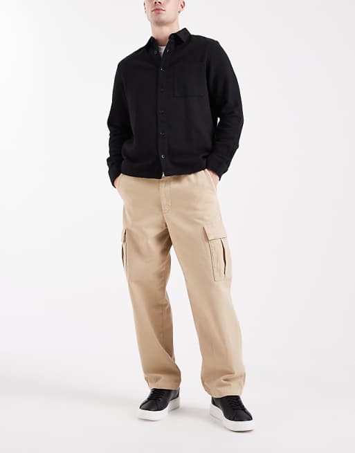 ASOS DESIGN Relaxed Tapered Cargo Trousers In Beige