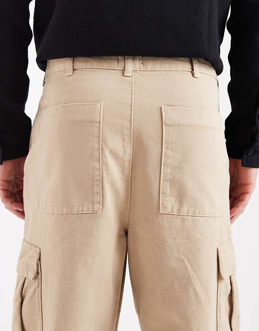 ASOS DESIGN Relaxed Tapered Cargo Trousers In Beige