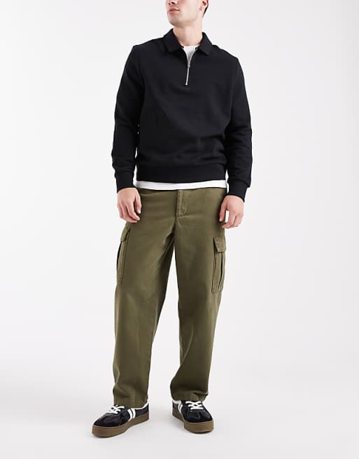 ASOS DESIGN Relaxed Tapered Cargo Trousers In Khaki