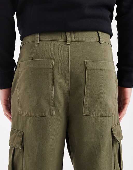 ASOS DESIGN Relaxed Tapered Cargo Trousers In Khaki