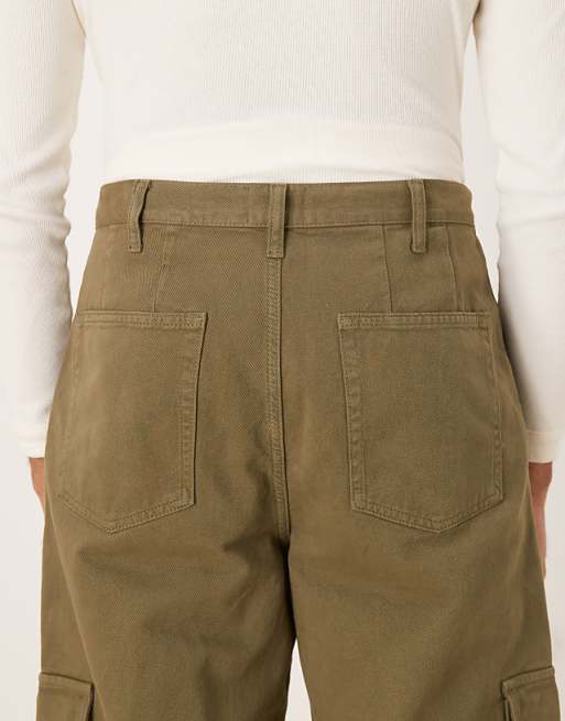 ASOS DESIGN Relaxed Tapered Cargo Trousers In Khaki With Pleats