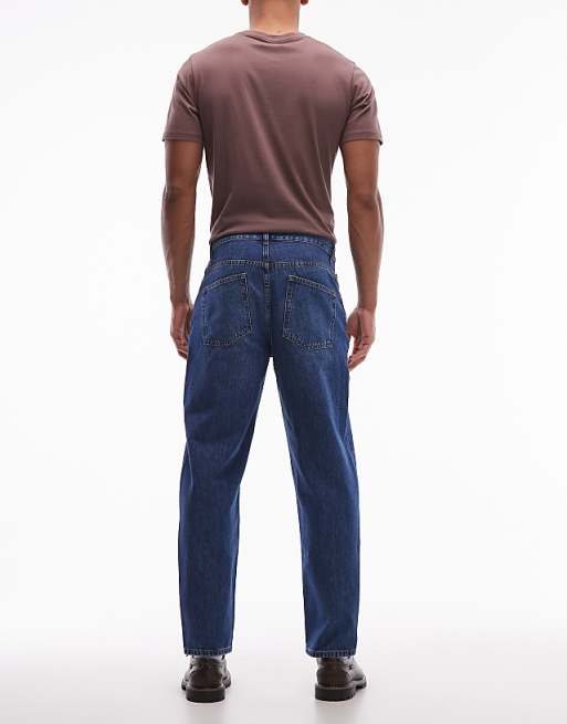 ASOS DESIGN Relaxed Tapered Jeans In Dark Wash Blue
