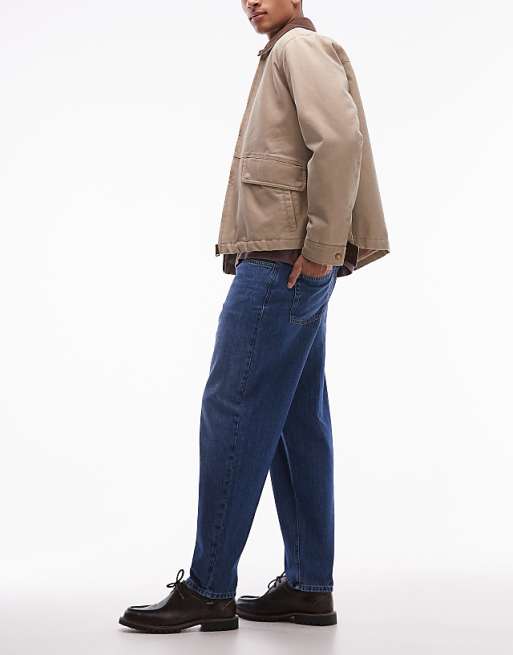 ASOS DESIGN Relaxed Tapered Jeans In Dark Wash Blue