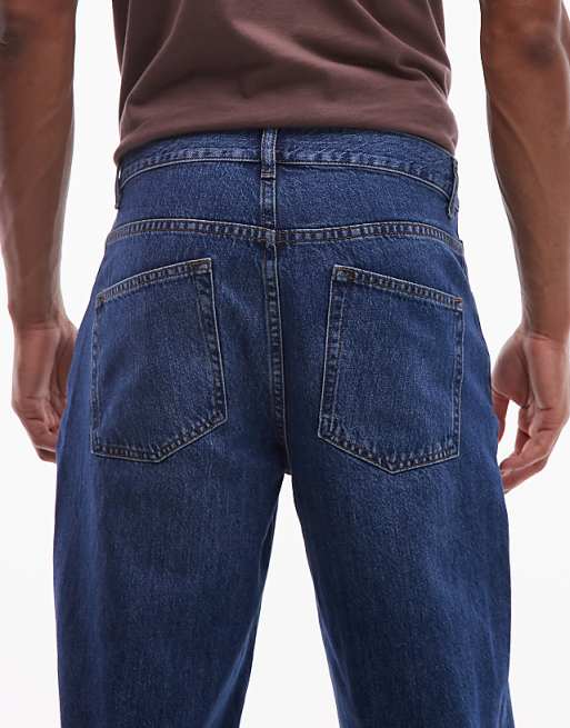 ASOS DESIGN Relaxed Tapered Jeans In Dark Wash Blue