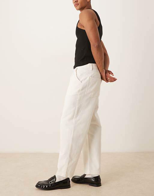 ASOS DESIGN Relaxed Tapered Jeans In Ecru