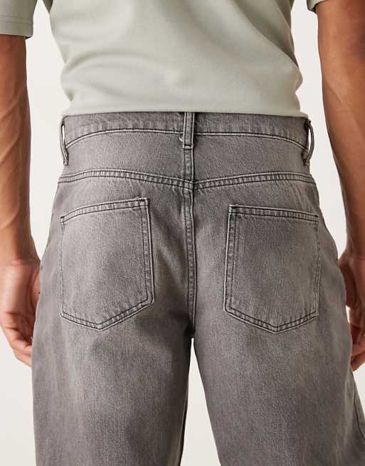 ASOS DESIGN Relaxed Tapered Jeans In Washed Black With Rips