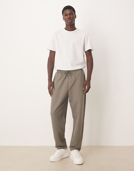 ASOS DESIGN Relaxed Tapered Joggers In Khaki Pique Cotton