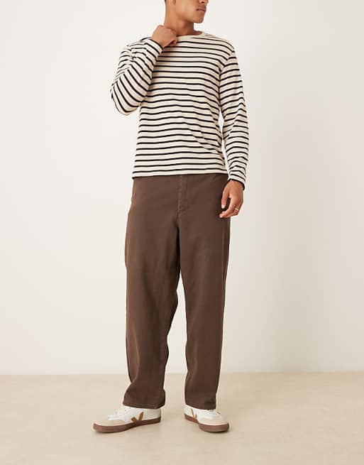 ASOS DESIGN Relaxed Tapered Trousers In Brown