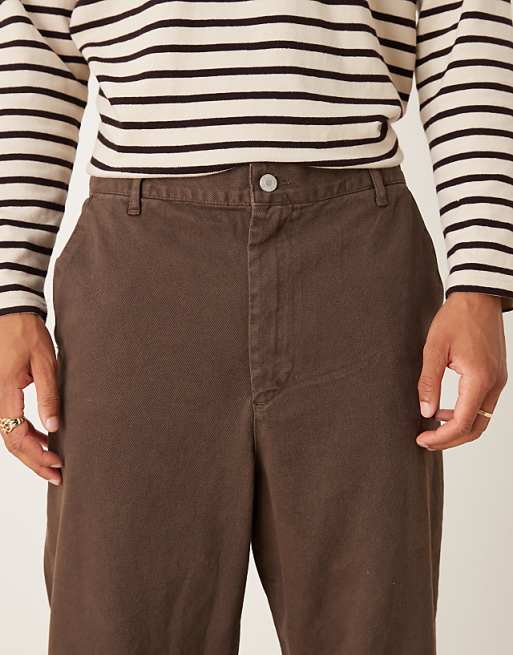 ASOS DESIGN Relaxed Tapered Trousers In Brown