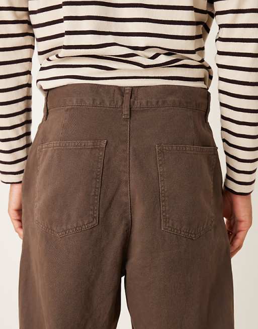 ASOS DESIGN Relaxed Tapered Trousers In Brown