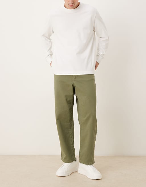 ASOS DESIGN Relaxed Tapered Trousers In Khaki