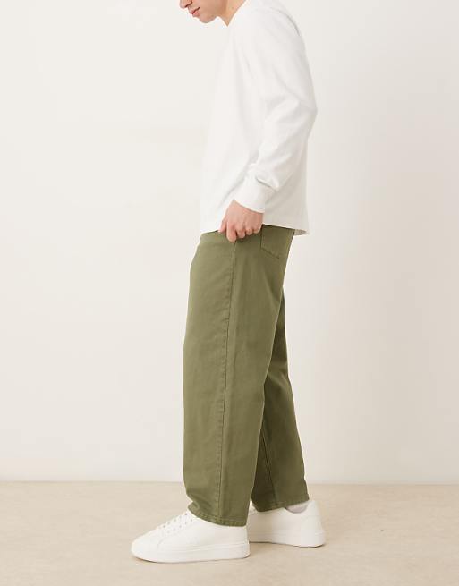ASOS DESIGN Relaxed Tapered Trousers In Khaki