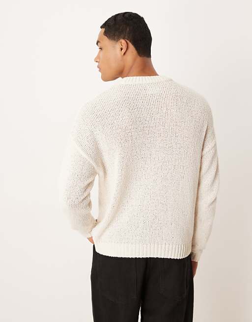 ASOS DESIGN Relaxed Textured Knitted Jumper In Ecru