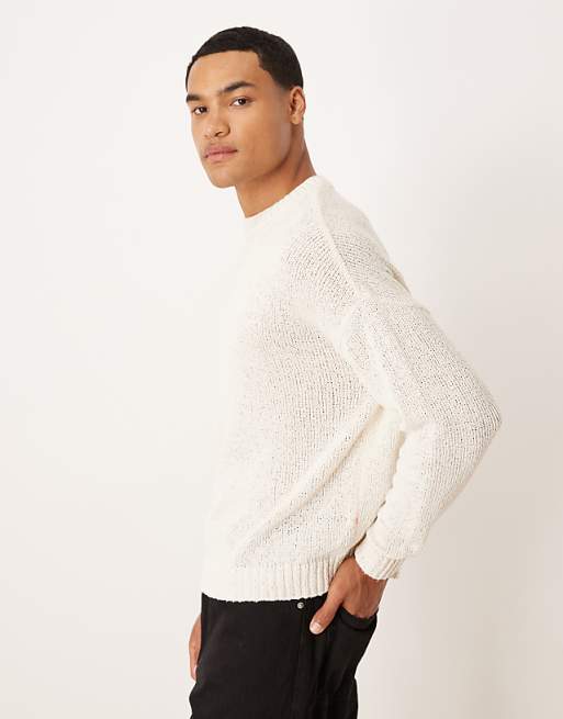 ASOS DESIGN Relaxed Textured Knitted Jumper In Ecru