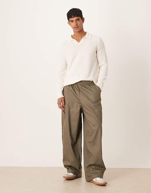 ASOS DESIGN Relaxed Textured Long Sleeve Knitted Notch Neck Polo In Ecru