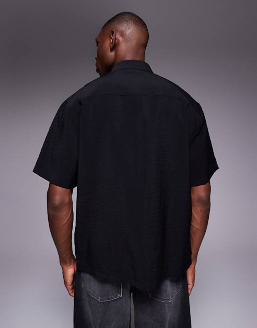 ASOS DESIGN Relaxed Textured Shirt In Black