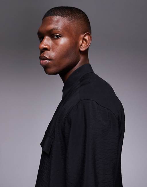 ASOS DESIGN Relaxed Textured Shirt In Black
