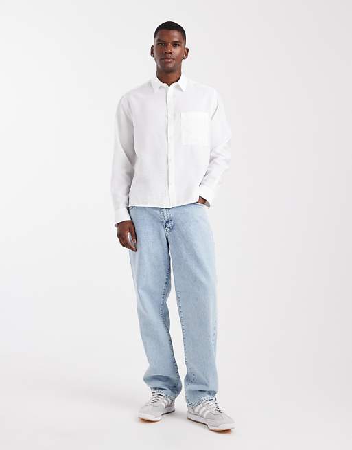 ASOS DESIGN Relaxed Textured Shirt In White