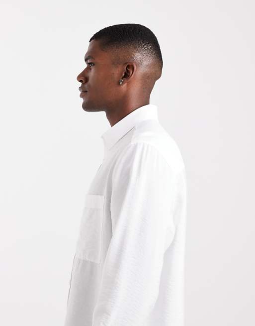 ASOS DESIGN Relaxed Textured Shirt In White