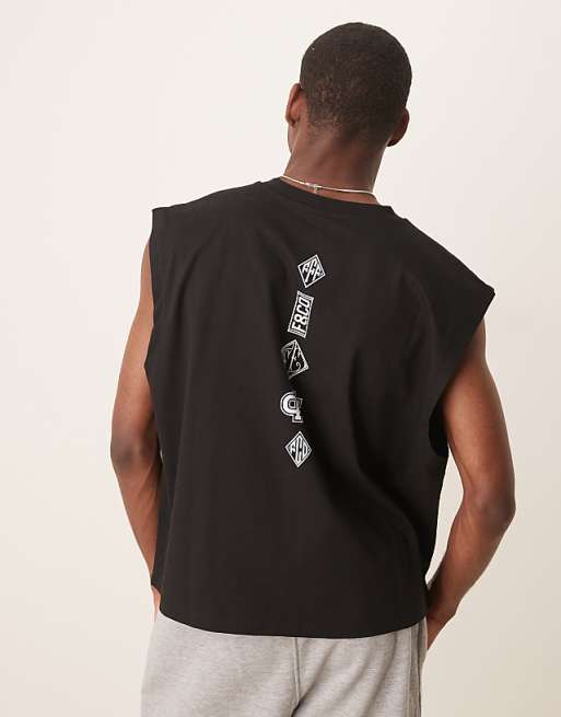 ASOS DESIGN Relaxed Vest With Back Print In Black