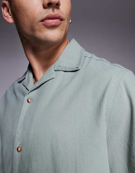 ASOS DESIGN Revere Textured Shirt In Green