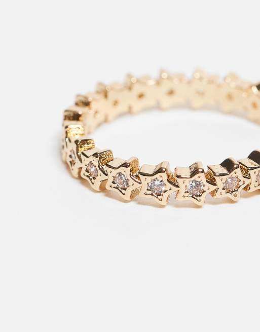 ASOS DESIGN Ring In Gold Tone With Diamante Detail