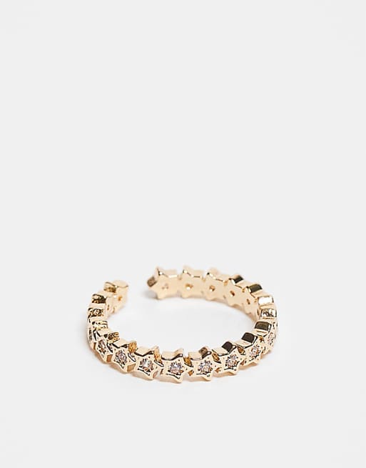 ASOS DESIGN ring in gold tone with diamante detail