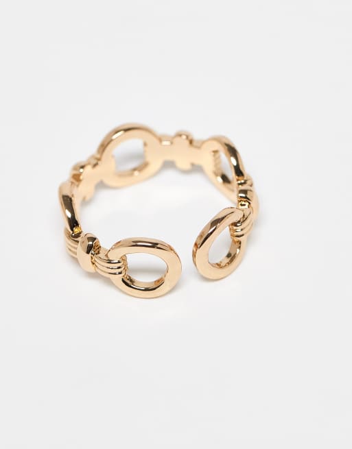 ASOS DESIGN Ring With Chain Link Design In Gold Tone