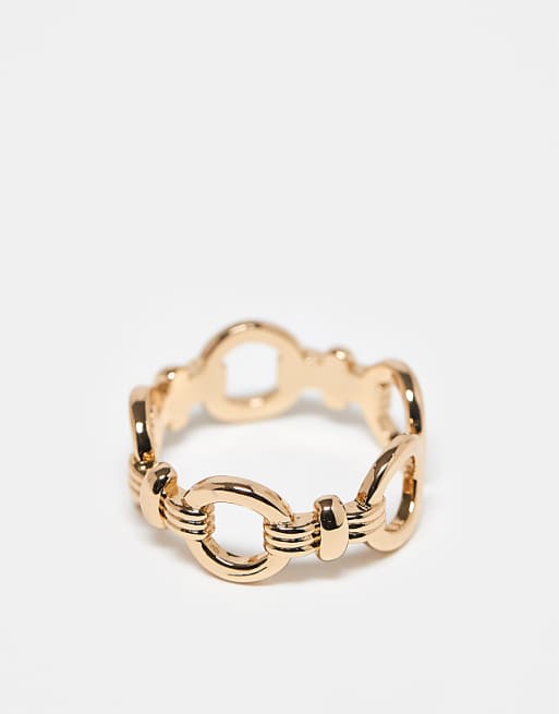 ASOS DESIGN ring with chain link design in gold tone