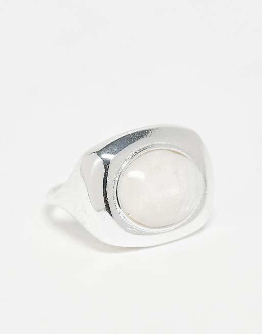 ASOS DESIGN ring with clean sculptural design in silver tone