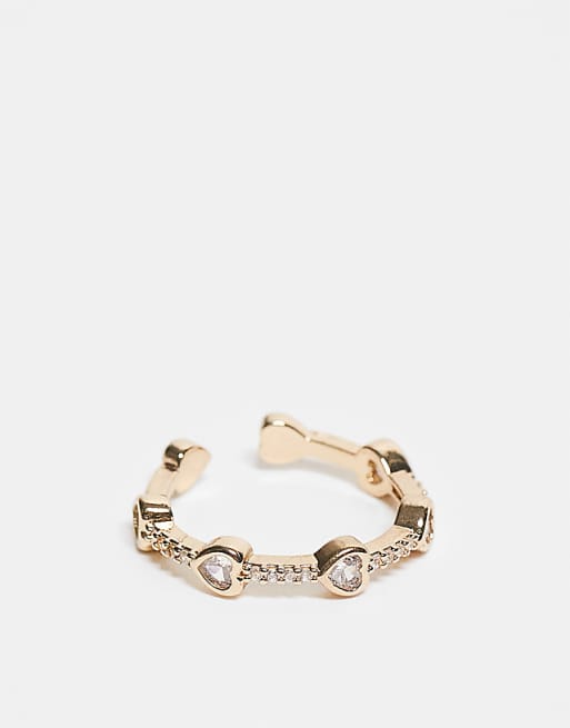 ASOS DESIGN ring with diamante heart stone set in gold tone