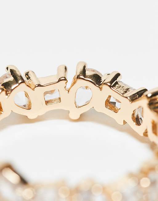 ASOS DESIGN Ring With Mixed Shape Cubic Zirconia Crystal In Gold Tone