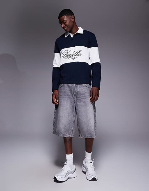 ASOS DESIGN Rugby Shirt With Chest Embroidery In Navy