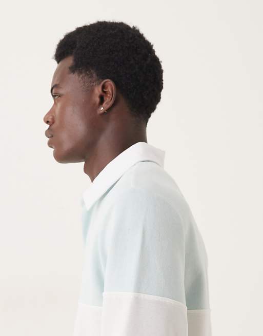 ASOS DESIGN Rugby Shirt With Contrast Panel In Blue