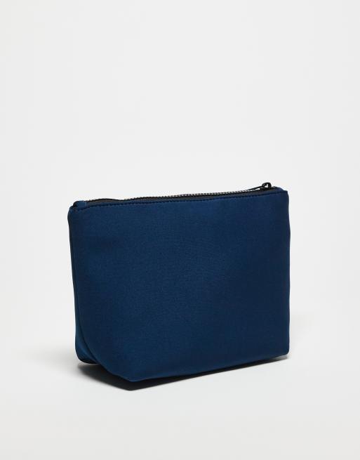 ASOS DESIGN Scuba-style Fabric Wash Bag In Navy