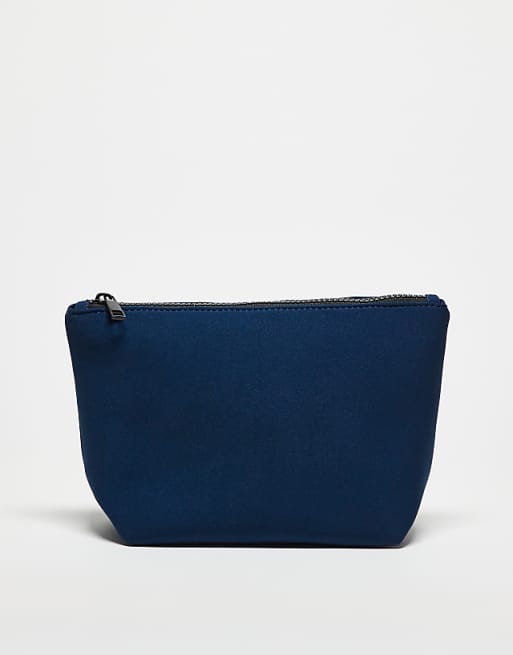 ASOS DESIGN scuba-style fabric wash bag in navy